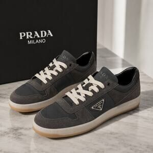 Prada Downtown Re-Nylon Suede Sneakers Men's 11 Gray NWT Box Made in Italy